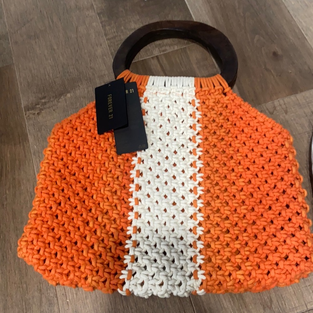 Bag with wood handle, forever 21 new